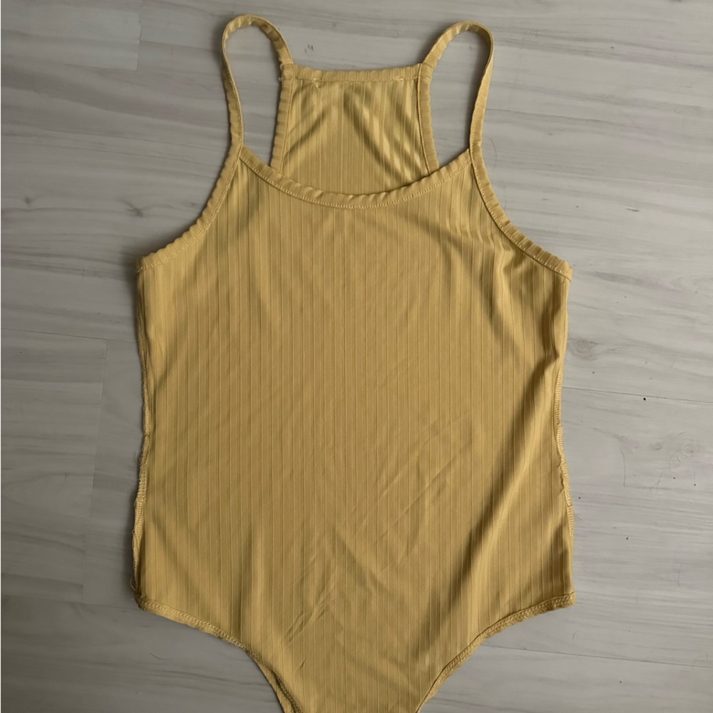 Mustard yellow ribbed bodysuit